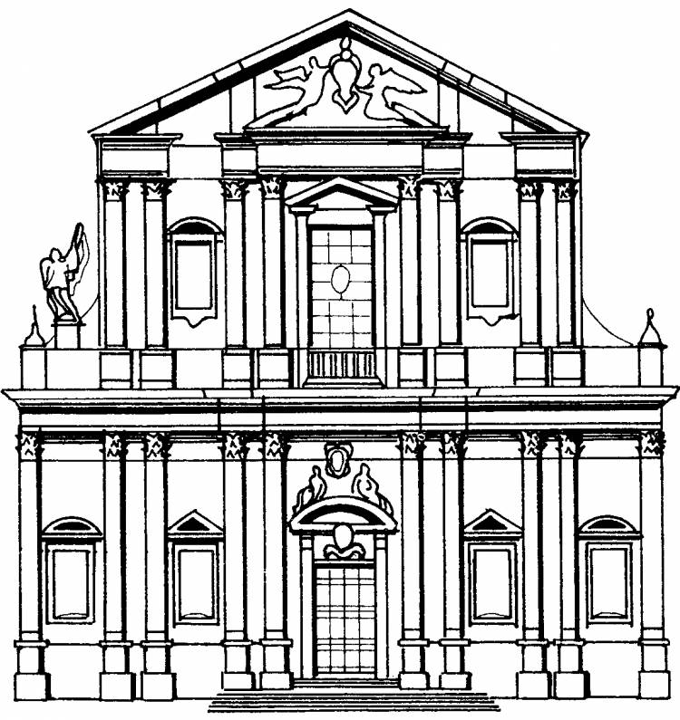 Рисунок здания в стиле классицизм