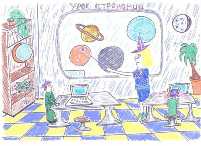 Детские рисунки школьных принадлежностей будущего