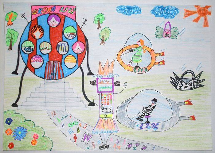 Детские рисунки школьных принадлежностей будущего