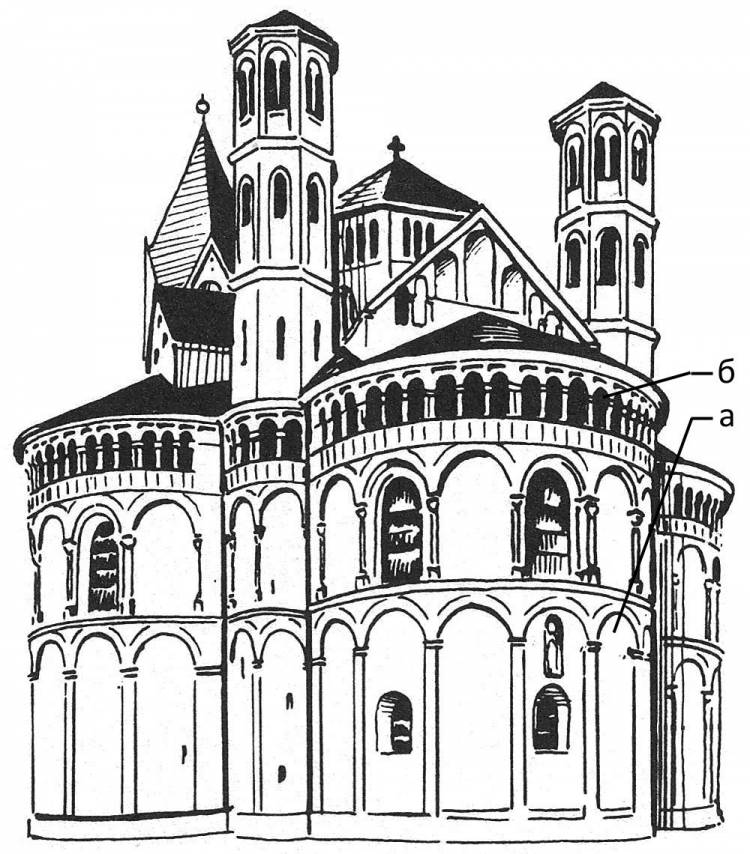 Здание в романском стиле рисунок