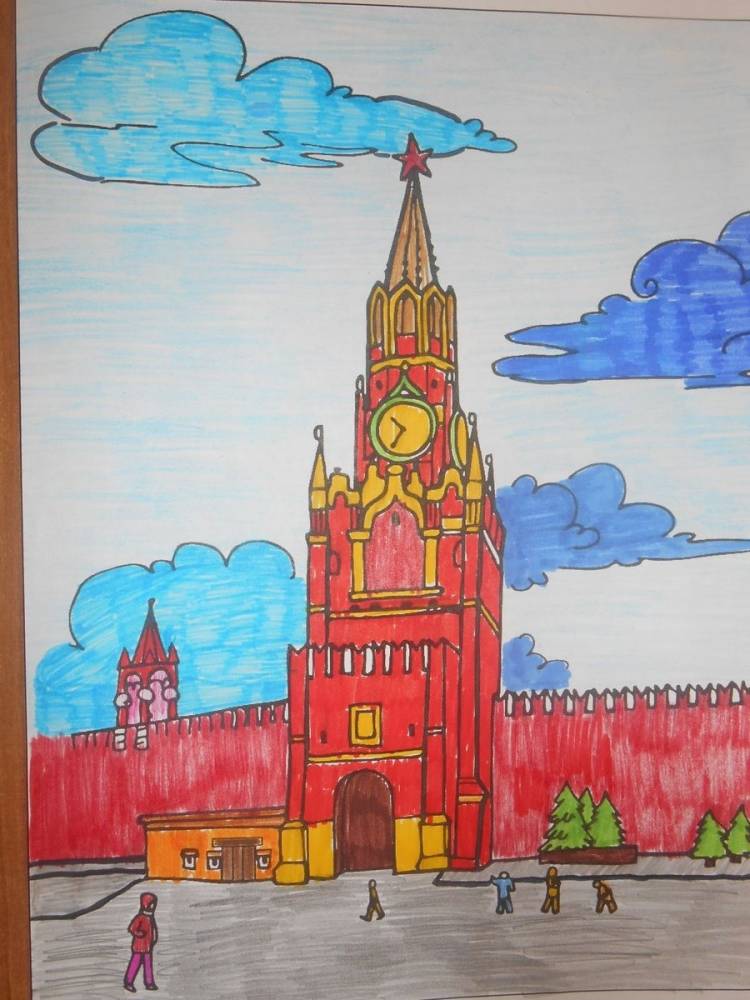 Московский кремль рисунок карандашом