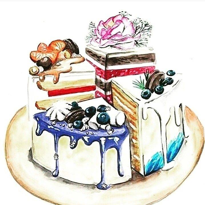 Как нарисовать торт на день рождения красиво карандашом