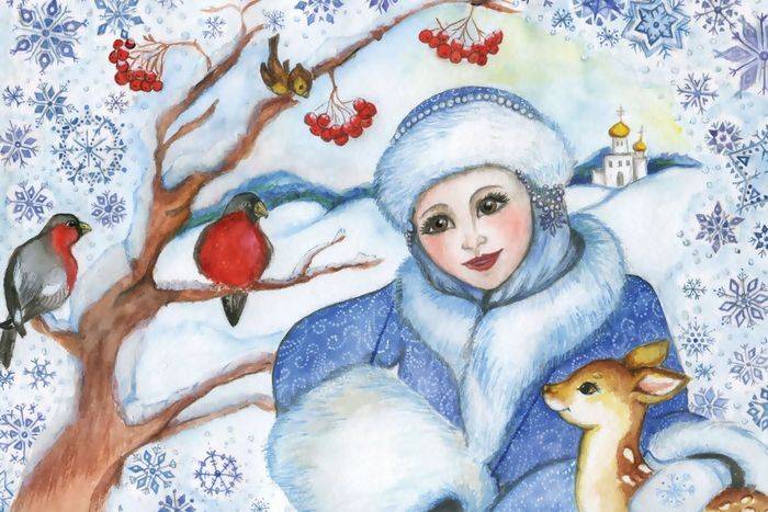Рисунок на тему Зимняя сказка в детский сад и школу