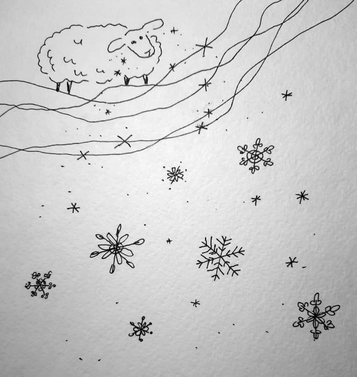 Как нарисовать падающий снег снежные сугробы, летящие снежинки