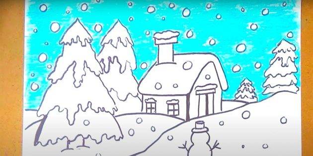 способов нарисовать красивую снежную зиму