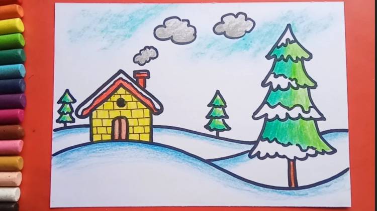 Как просто и легко нарисовать зиму