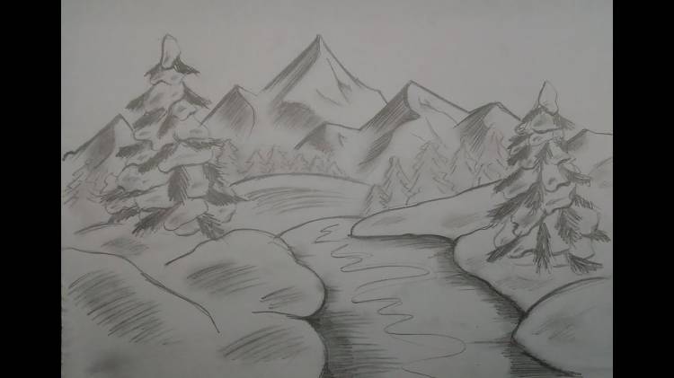 Как нарисовать зиму \\ Зимний лес карандашом \\ Простой рисунок