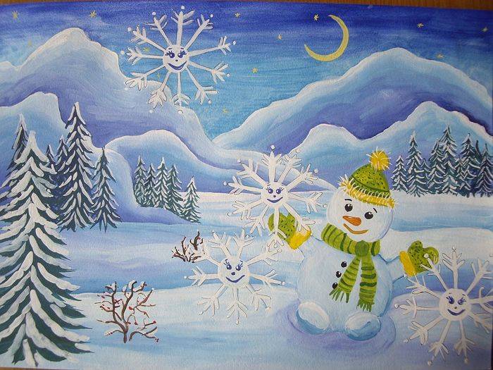 Рисунки сказочного зимнего леса для детей