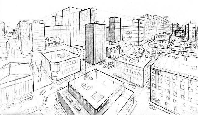 Рисунки города для срисовки 