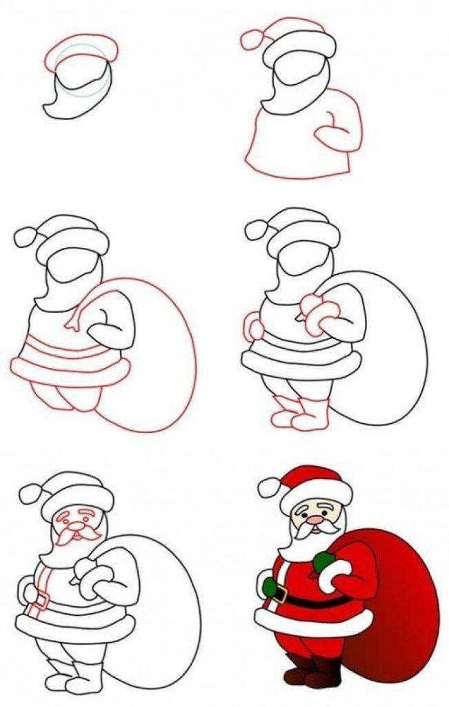 Рисунки Деда Мороза для срисовки