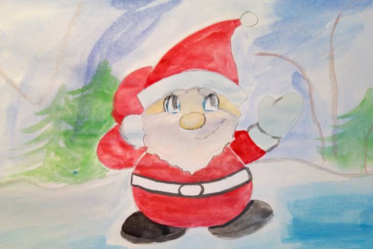 Рисунок Деда Мороза за полчаса