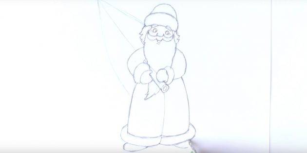 способов поэтапно нарисовать Деда Мороза