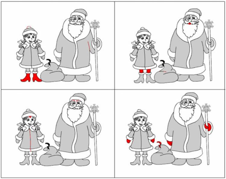 Дорисуй картинку Дед Мороз и Снегурочка