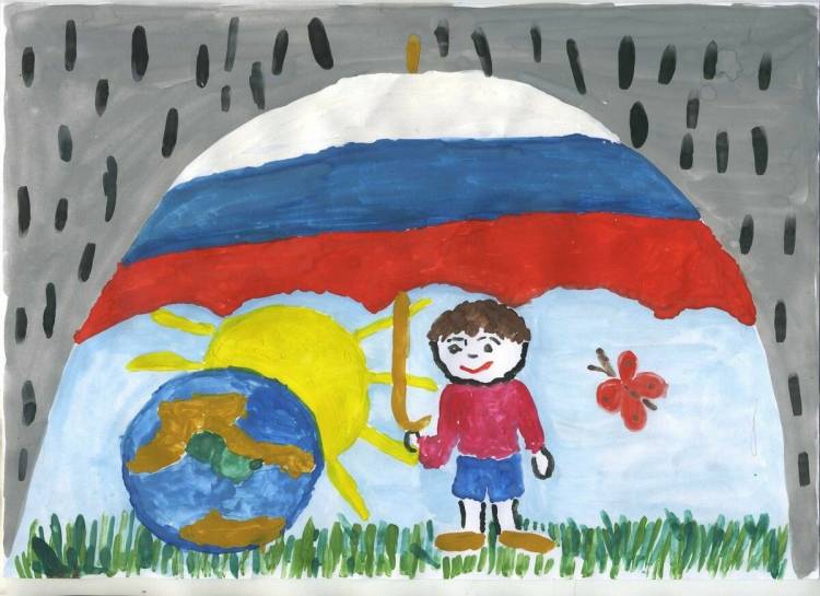 Детские рисунки российского флага