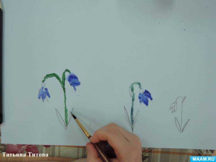 Фотоотчет о занятии по рисованию гуашью «Первые весенние цветы