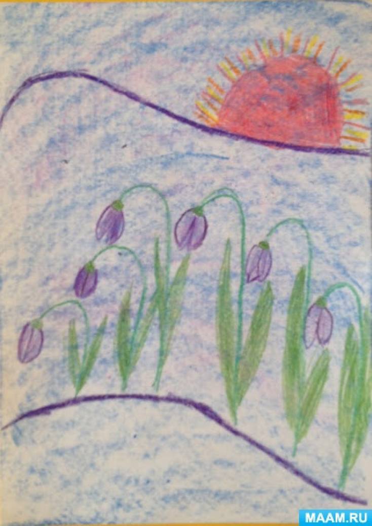 Детский мастер-класс по рисованию «Подснежники в корзине» 