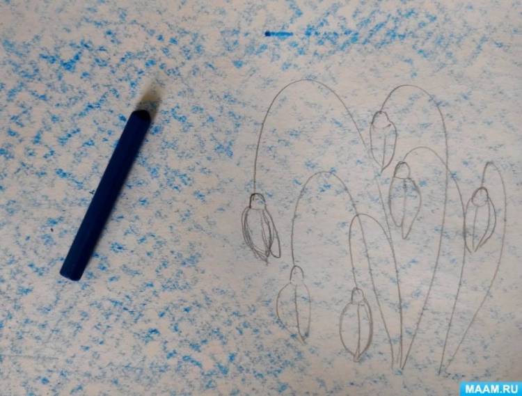 Мастер-класс для детей по рисованию восковыми карандашами «Подснежники» 