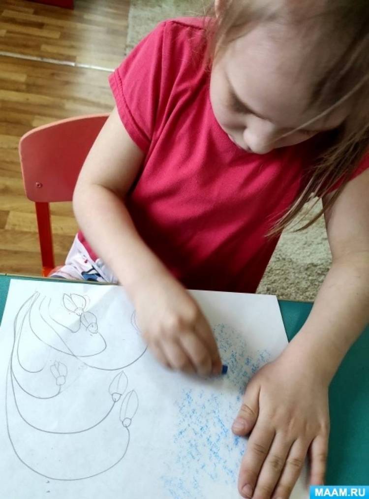 Мастер-класс для детей по рисованию восковыми карандашами «Подснежники» 