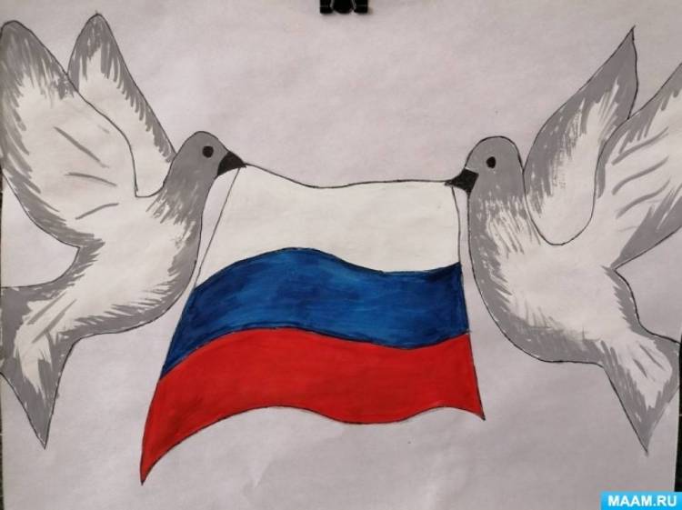 Фотоотчет о конкурсе рисунков ко Дню государственного флага России в средней группе 
