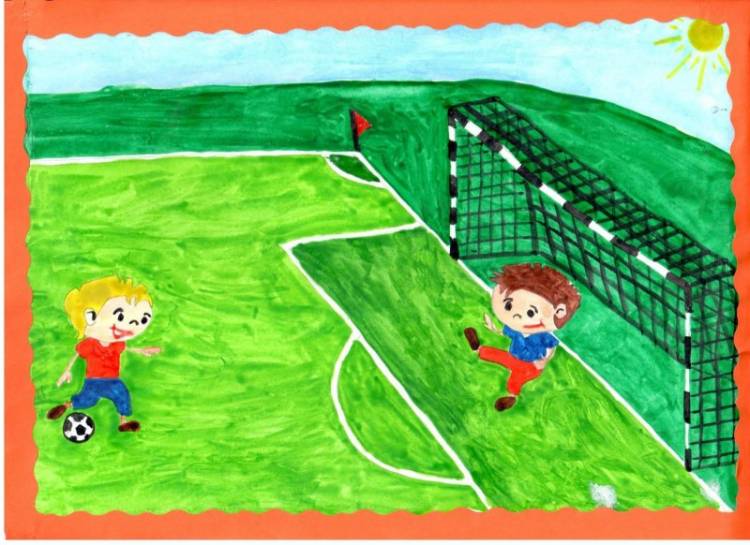 Футбольное поле рисунок для детей