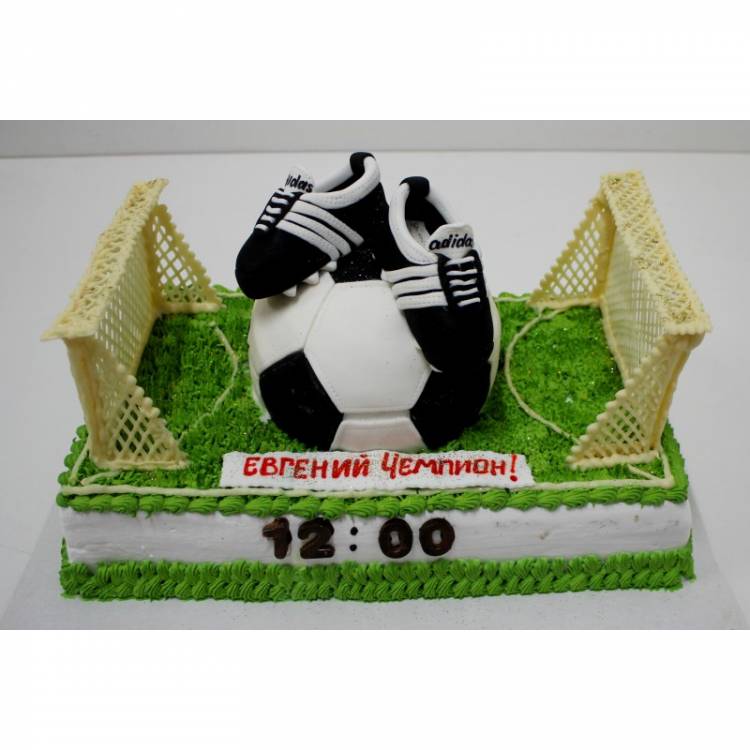 ☆Детские торты на заказ Киев- Футбольное поле с бутсами и мячом