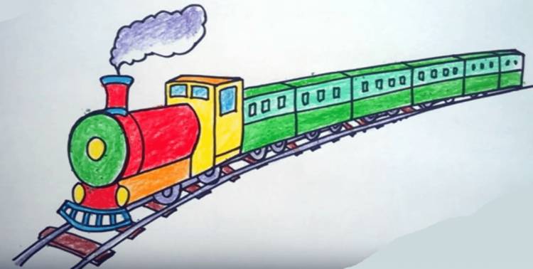 Железная дорога и поезд рисунок