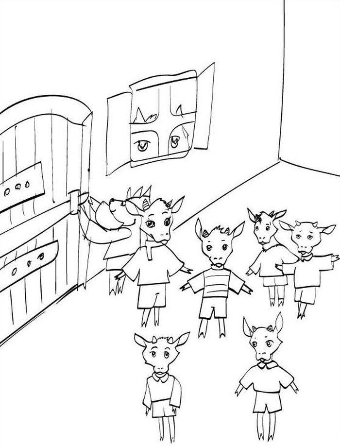 Волк и семеро козлят рисунок для учеников