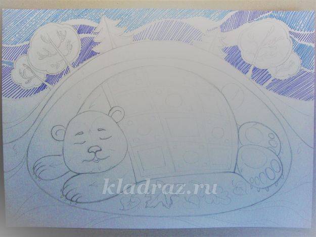 Рисование «Медведь в берлоге» с детьми