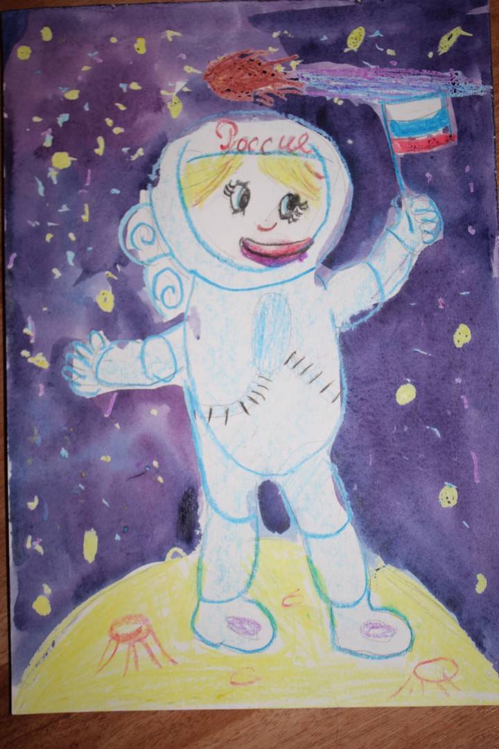 Космонавт рисунок детский