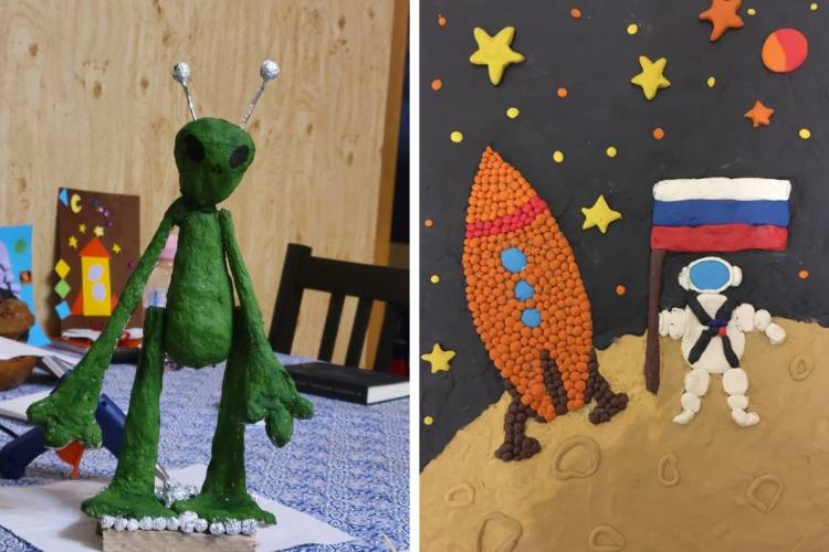Новосибирцы с детьми сделали необычные поделки ко Дню космонавтики