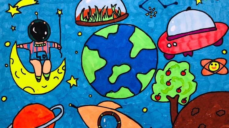 Лучшие работы конкурса детского рисунка «Полет в космос» 