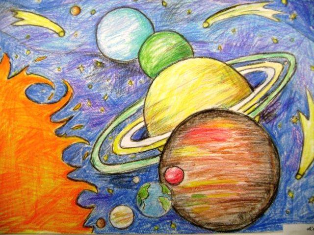 Картинки по запросу рисунки на тему космос карандашом