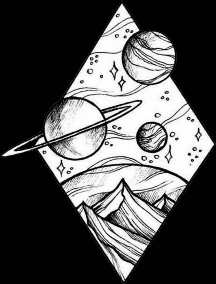 Рисунок на тему космос карандашом простым