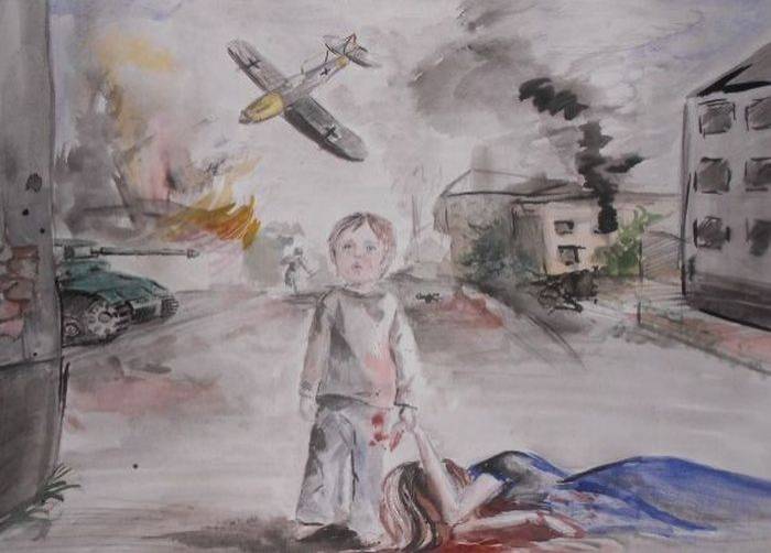 Дети войны рисунки карандашом, красками и фломастерами