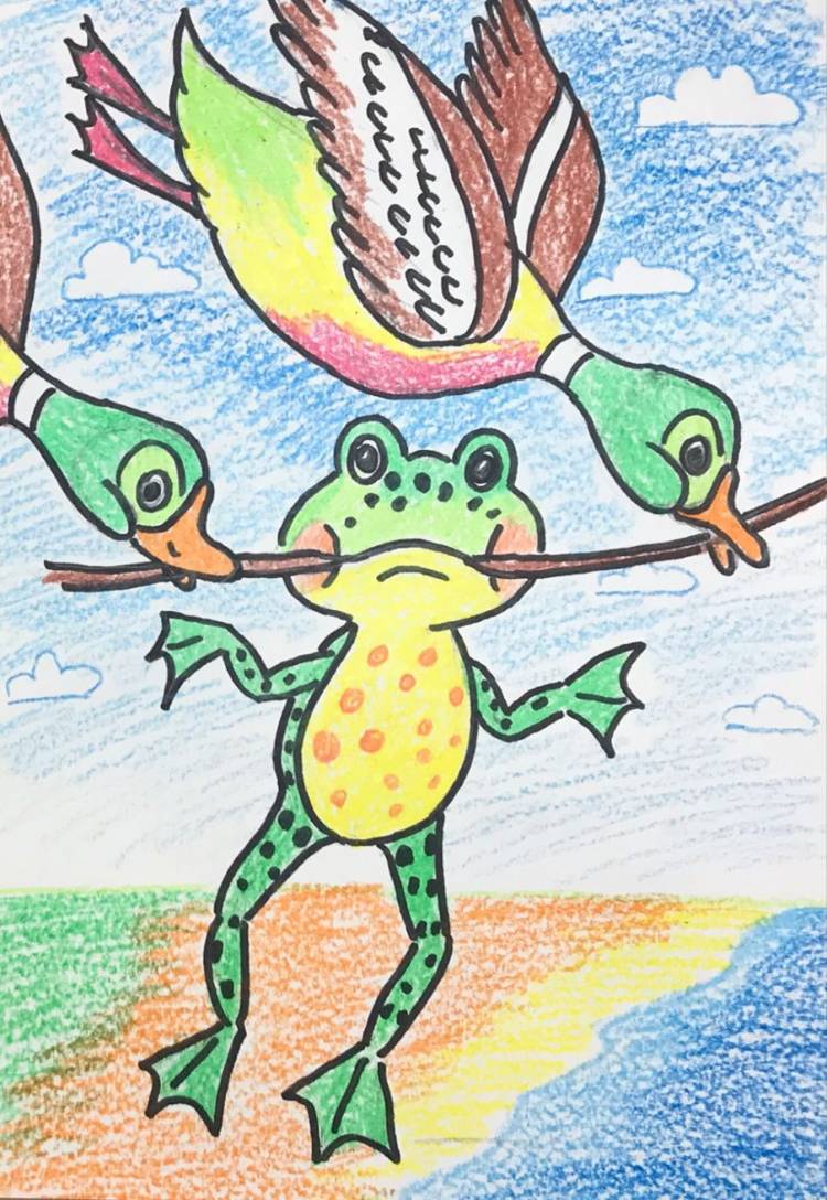 Рисунок лягушка путешественница
