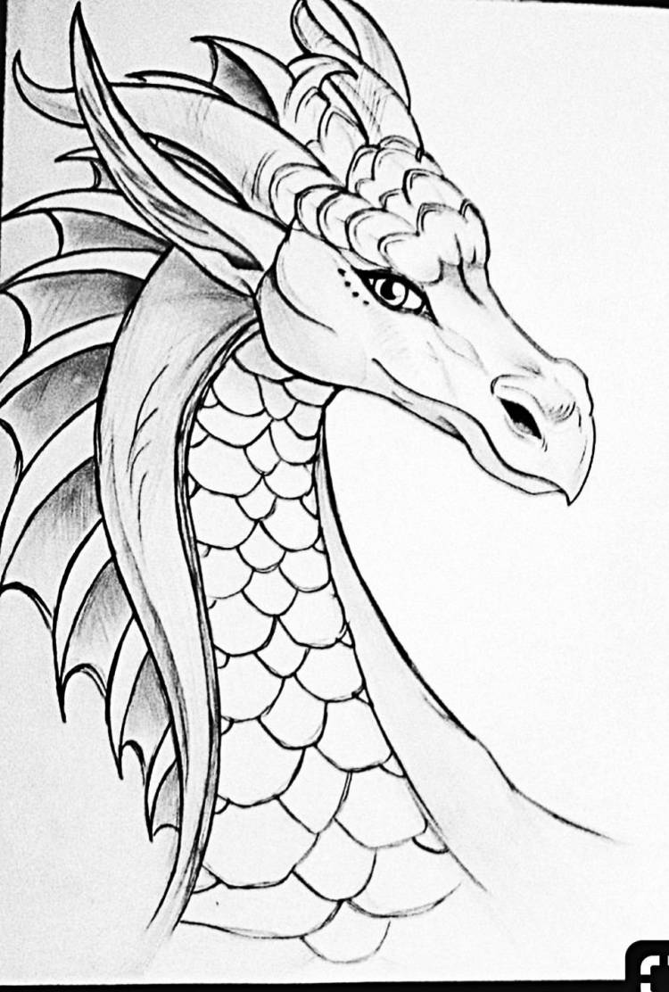 Рисунок дракона для срисовки легкие карандашом