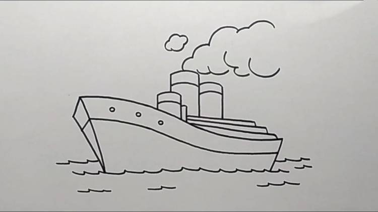 Корабль на волнах рисунок