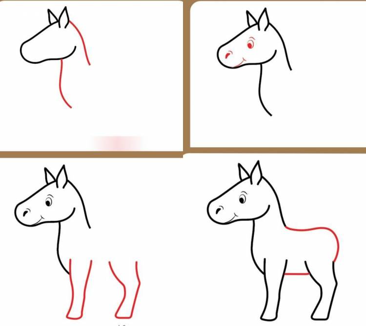 Как нарисовать лошадь с детьми от