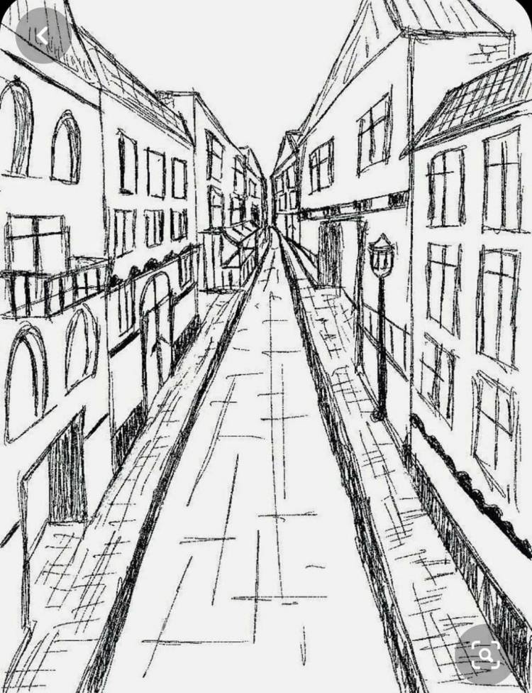 Рисунок улицы карандашом поэтапно