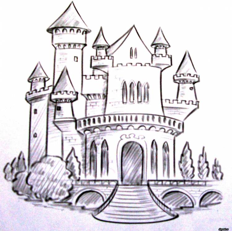 Замок нарисованный карандашом