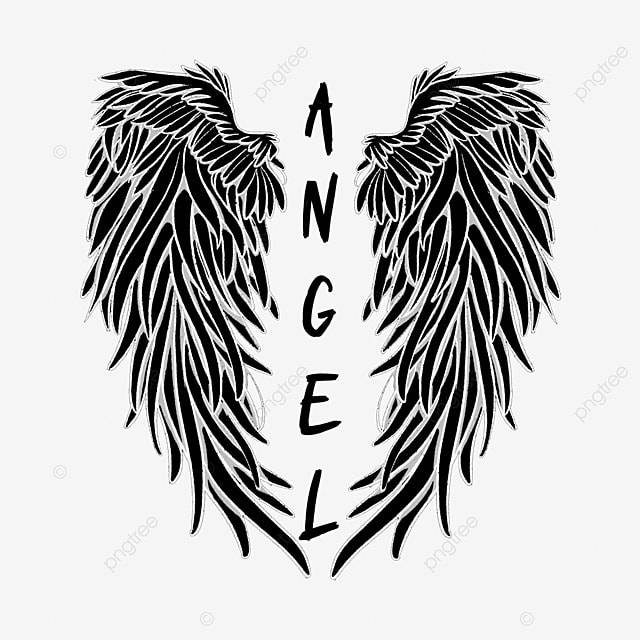 Готический стиль Ангел текст черный и белый крылья ангела крылья узор эскиз линии черновик PNG , гёт, ангел, Черное и белое PNG картинки и пнг PSD рисунок для бесплатной загрузки