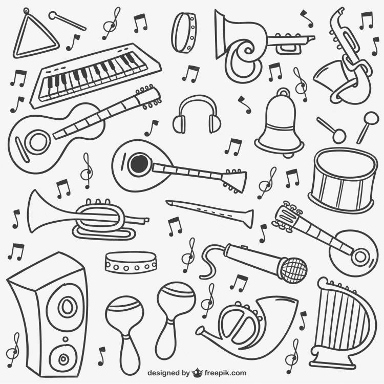 Рисунки для срисовки музыкальных инструментов