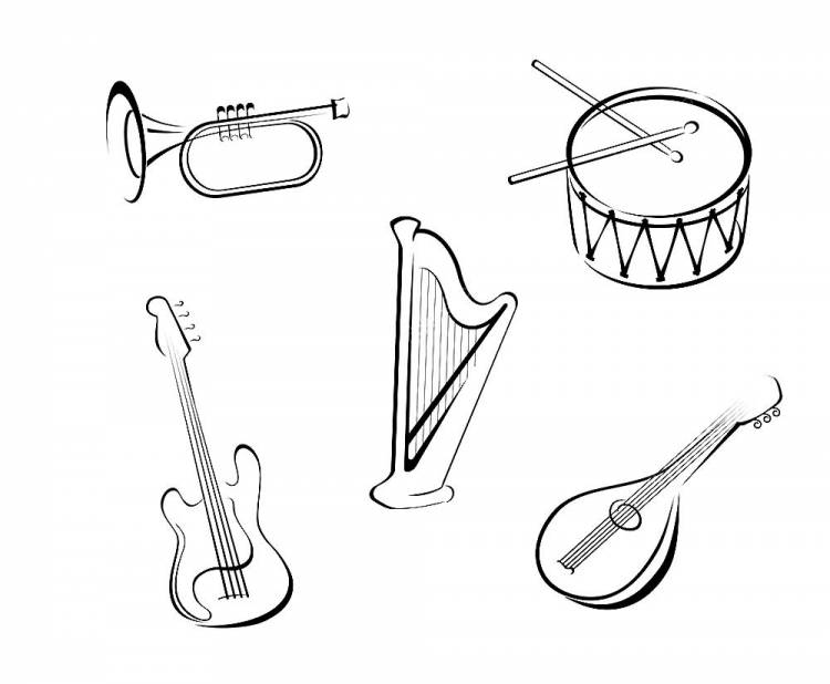 Музыкальные инструменты рисунки легкие