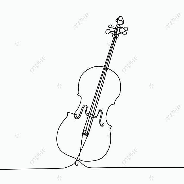 Classical Music Instruments Vector Hd Images, Single Line Drawing Of A Cello Classical Music Instrument For, Illustration, Drawing, Sketch PNG Image For Free Do…