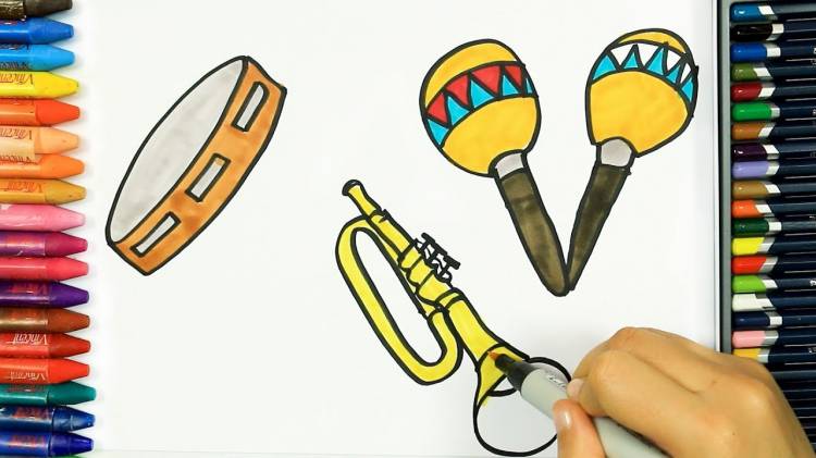 Как нарисовать музыкальные инструменты