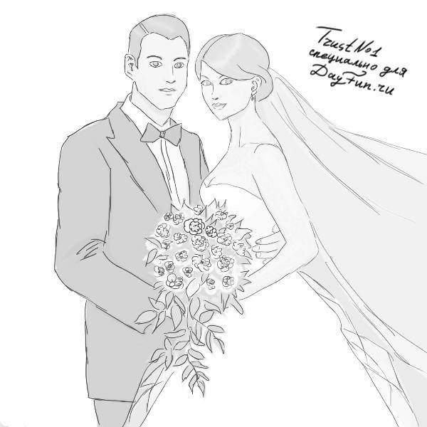 Рисунки карандашом жених и невеста 