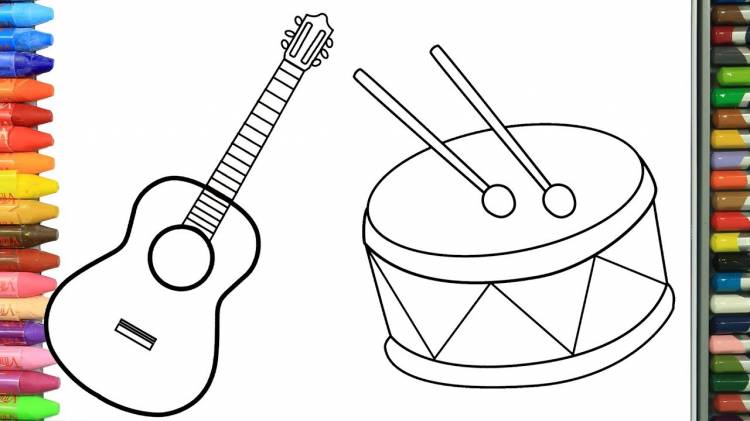 Как нарисовать гитара и барабан