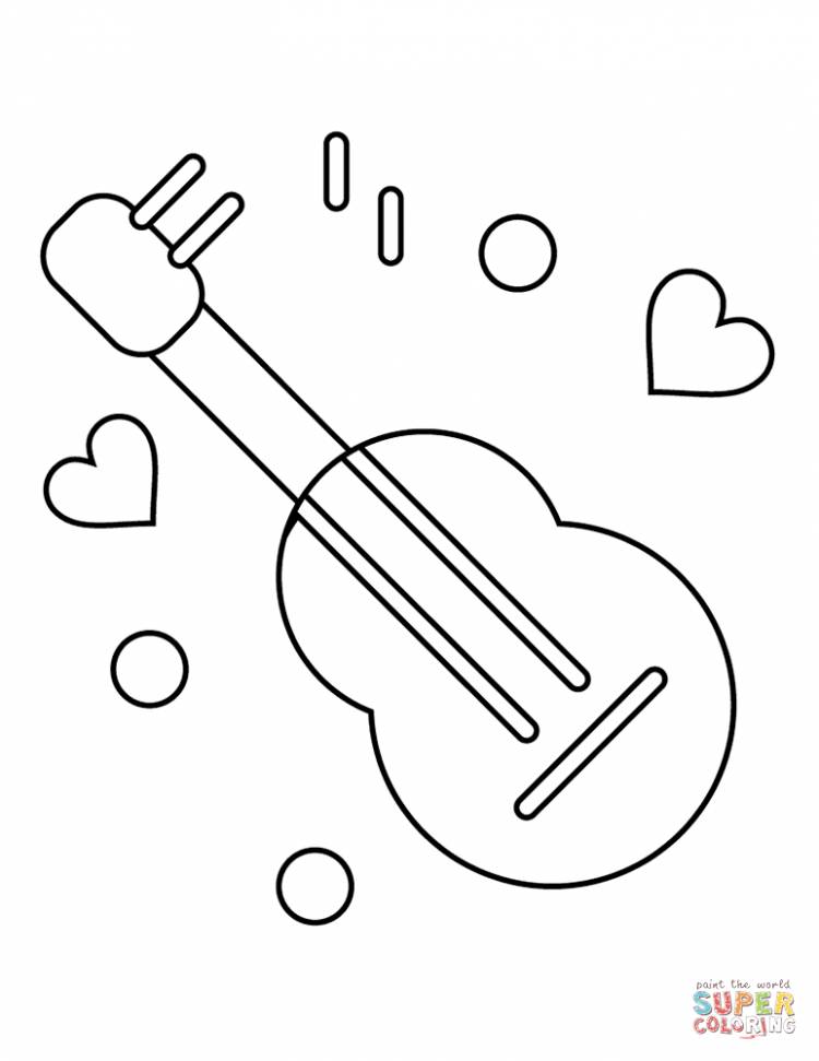 Раскраска Гитара на День святого Валентина