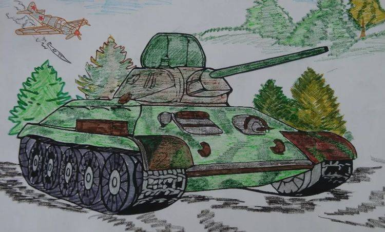 Лёгкие рисунки танков на День защитника Отечества