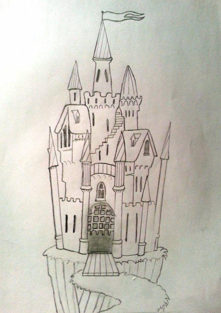 Готический замок рисунок легкий